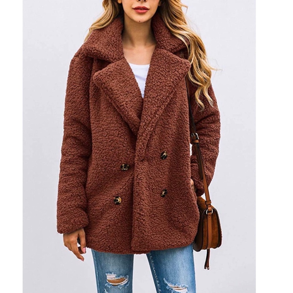 Lightweight Fuzzy Shearling Sherpa Fleece Jacket - Picture 1 of 4